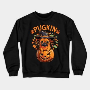 Pugkin Pumpkin Pug Halloween & Thanksgiving Design Crewneck Sweatshirt